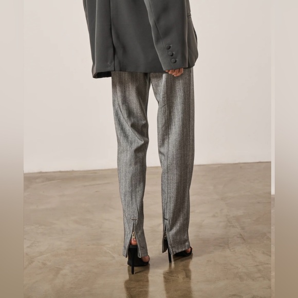 PINSTRIPE SMART ZIP HEM TAILORED TROUSER - The Couture Club - Picture 4 of 5